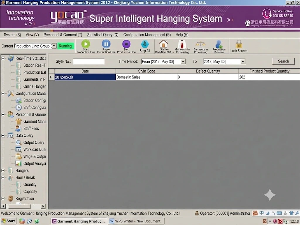 Intelligent clothing hanging system production report